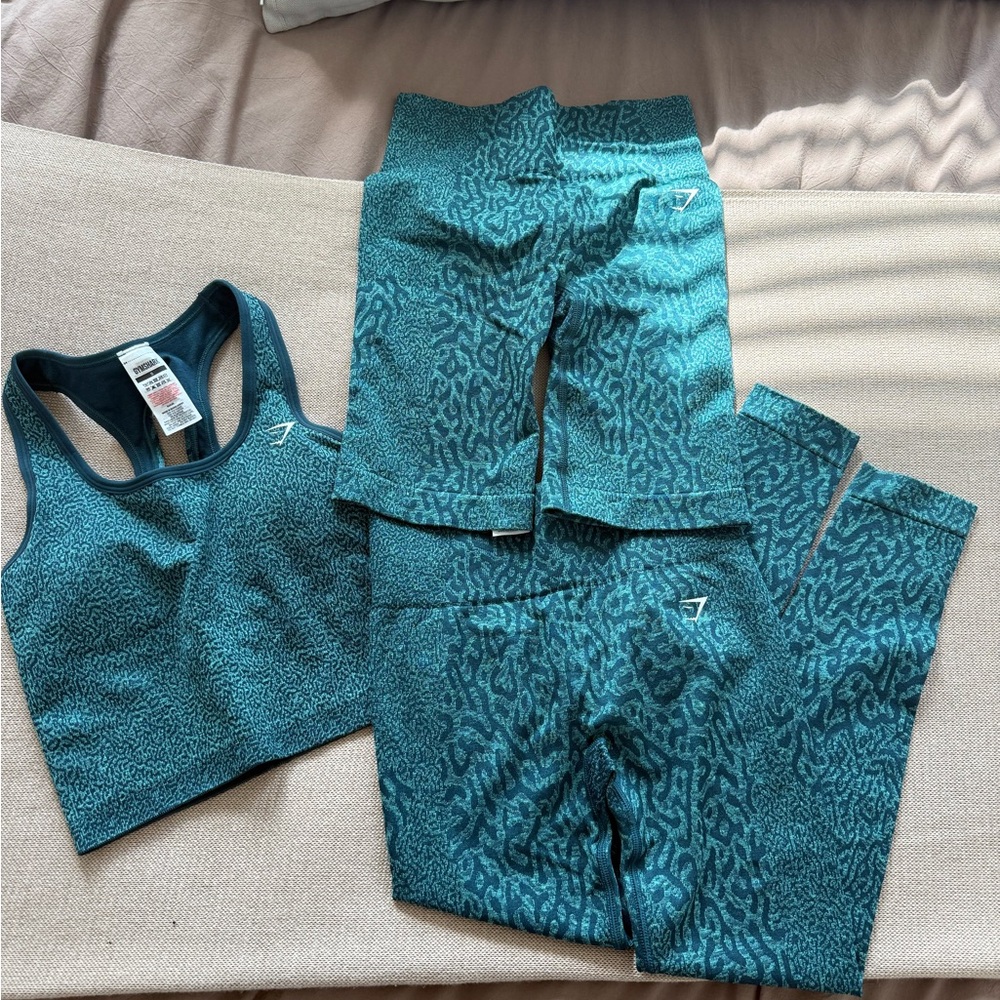 NWOT Gymshark set (top, leggings, biker shorts)